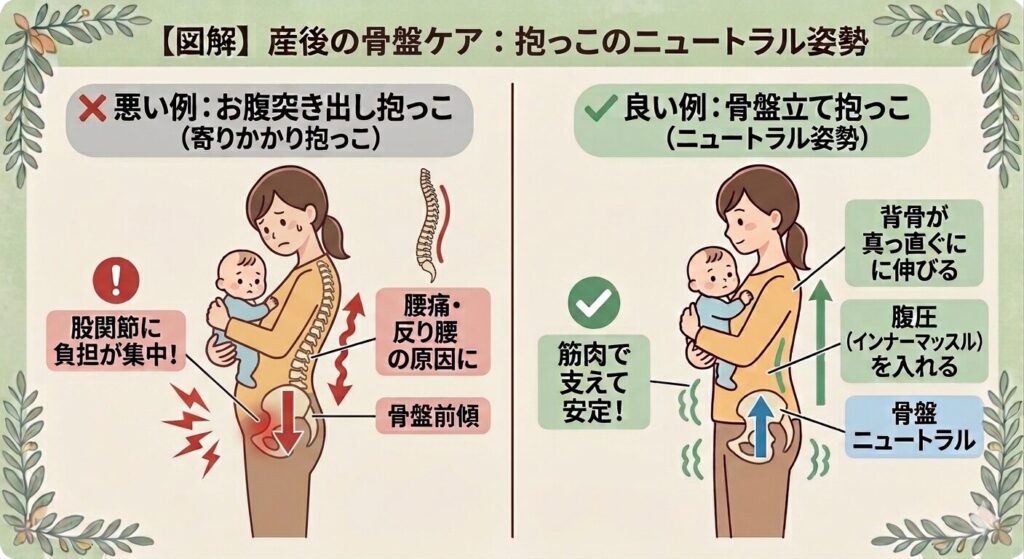 股関節を痛める抱っこと守る抱っこの違い