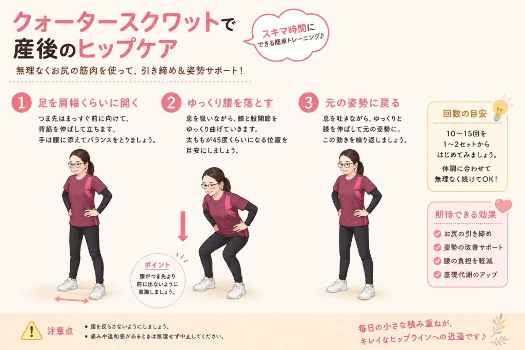 クォータースクワットで産後のヒップケア