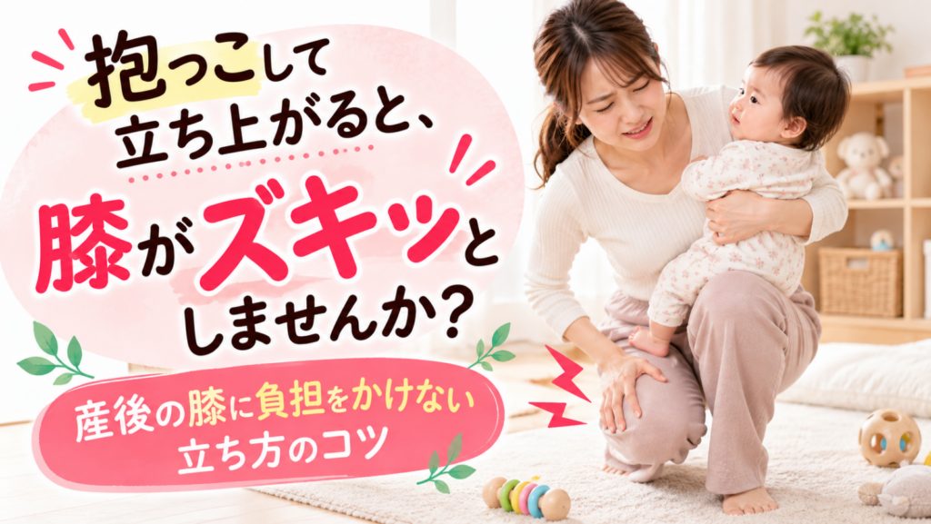 抱っこして立ち上がると膝が痛い産後ママへ|膝に負担がかかる立ち方と改善策
