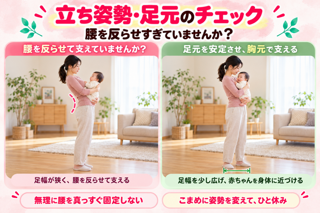 抱っこで反り腰になっていませんか？産後の腰痛と姿勢の関係